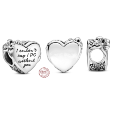 Charm Sterlingové stříbro 925 Srdce s mašličkou zamilovaný, korálek na náramek láska