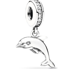 Charm Sterlingové stříbro 925 Delfín s kubickou zirkonií, přívěsek na náramek zvíře