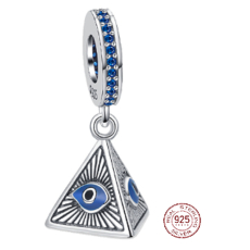 Charm Sterlingové stříbro 925 Egypt Pyramida - vševidoucí oko, přívěsek na náramek cestování