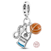 Charm Sterlingové stříbro 925 Basketbal - nekonečná láska 3v1, přívěsek na náramek sport