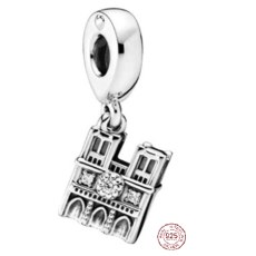 Sterlingové stříbro 925 Notre Dame, přívěsek na náramek cestování