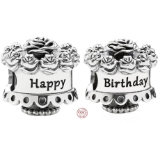 Sterlingové stříbro 925 Veselé narozeniny, korálek na náramek narozeniny