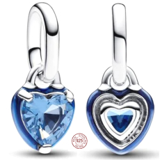 Charm Sterlingové stříbro 925 Modré srdce - Mini medailon, přívěsek na náramek láska