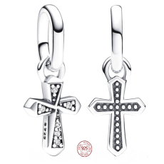 Charm Sterlingové stříbro 925 Křížek - Mini medailon, přívěsek na náramek symbol