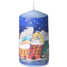 Emocio Vánoční město s andělem svíčka válec 60 x 110 mm