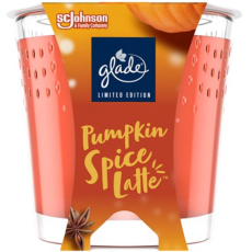 Glade Pumpkin Spice Latte s vůní dýňového latté vonná svíčka ve skle, doba hoření až 38 hodin 129 g