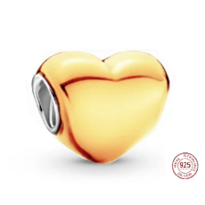 Charm Sterlingové stříbro 925 Metalické žluté srdce, korálek na náramek, láska
