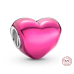 Charm Sterlingové stříbro 925 Metalické růžové srdce, korálek na náramek, láska