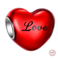 Charm Sterlingové stříbro 925 Červené srdce s nápisem Love, korálek na náramek láska