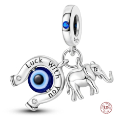 Charm Sterlingové stříbro 925 Podkova, modré oko, slon, přívěsek na náramek štěstí
