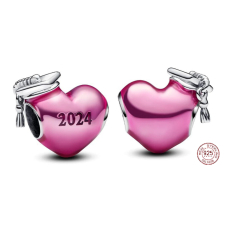 Charm Sterlingové stříbro 925 Gradace Růžové promoční srdce 2024, korálek na náramek gradace