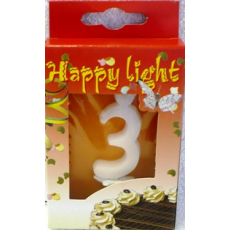 Happy light Dortová svíčka číslice 3 v krabičce