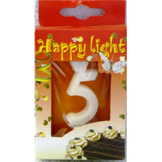 Happy light Dortová svíčka číslice 5 v krabičce