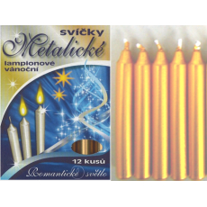 Romantické světlo Vánoční svíčky krabička hoření 90 minut metalická zlatá 12 kusů