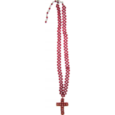 Náhrdelník červený s křížem 41 cm