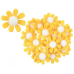 Květy z filcu s lepíkem žluté dekorace 3,5 cm v krabičce 18 kusů