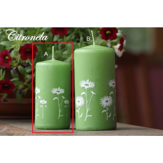 Lima Citronela repelentní svíčka proti komárům vonná s motivem květin zelená listová válec 50 x 100 mm