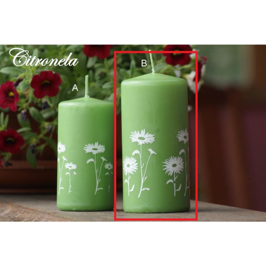 Lima Citronela repelentní svíčka proti komárům vonná s motivem květin zelená listová válec 60 x 120 mm 1 kus
