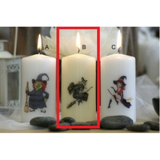 Lima Čarodějnice černá svíčka s potiskem válec slonová kost 50 x 100 mm 1 kus