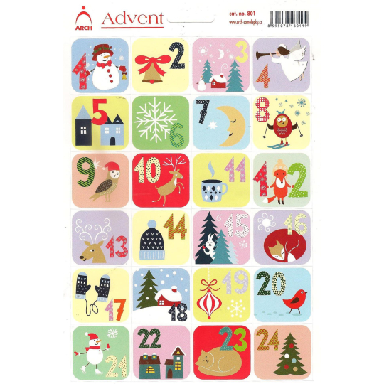Arch Advent samolepky adventní kalendář 24 etiket
