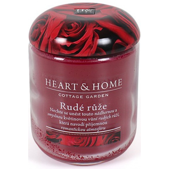 Heart & Home Rudá růže Sojová vonná svíčka velká hoří až 70 hodin 310 g