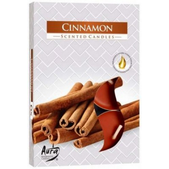 Bispol Aura Cinnamon - Skořice vonné čajové svíčky 6 kusů