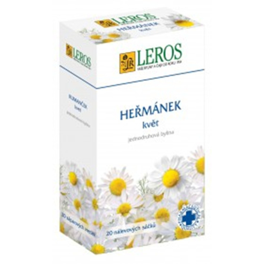 Leros Heřmánek květ bylinný čaj protizánětlivý, dezinfekční, uklidňující 20 x 1 g