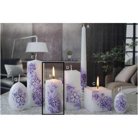 Lima Květinová svíčka fialová válec 50 x 100 mm 1 kus