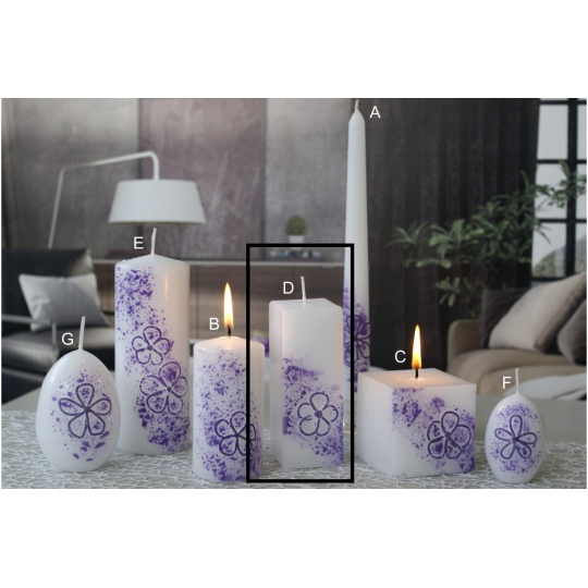 Lima Květinová svíčka fialová hranol 45 x 120 mm 1 kus
