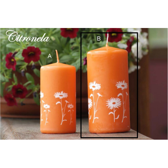Lima Citronela repelentní svíčka proti komárům vonná s motivem květin oranžová válec 60 x 120 mm