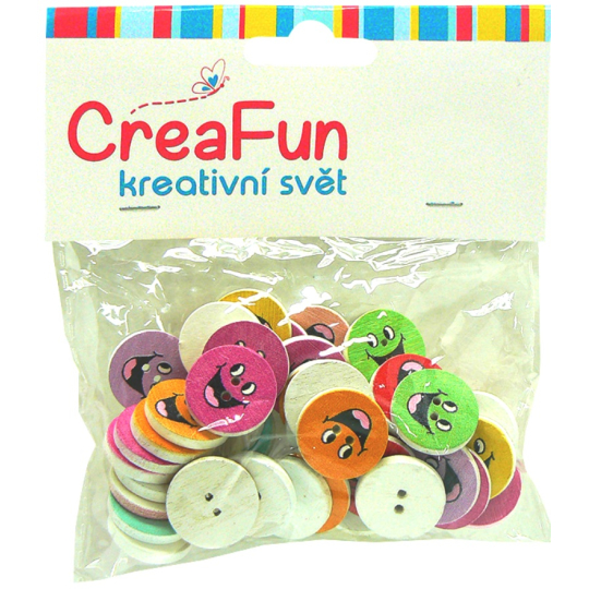 CreaFun Dřevěné knoflíčky Smile mix barev 40 kusů