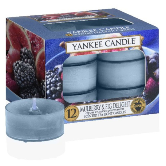Yankee Candle Mulberry & Fig Delight - Lahodné moruše a fíky vonná čajová svíčka 12 x 9,8 g