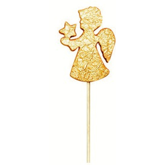 Anděl dřevěný zlatý zápich 8 cm + špejle