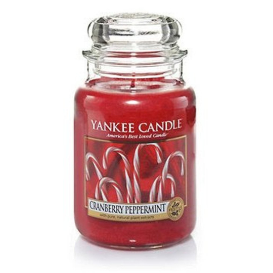 Yankee Candle Cranberry Pepermint Cool - Brusinkovo mátová sladkost vonná svíčka Classic velká sklo 623 g