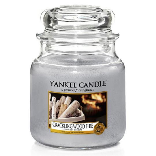 Yankee Candle Crackling Wood Fire - Praskající oheň v krbu vonná svíčka Classic střední sklo 411 g