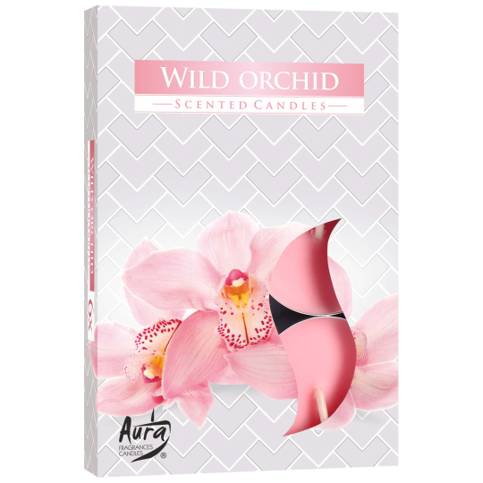 Bispol Aura Wild Orchid - Divoká orchidej vonné čajové svíčky 6 kusů