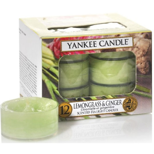 Yankee Candle Lemongrass & Ginger - Citrónová tráva a zázvor vonná čajová svíčka 12 x 9,8 g