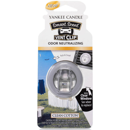 Yankee Candle Clean Cotton - Čistá bavlna vonný klip do ventilace
