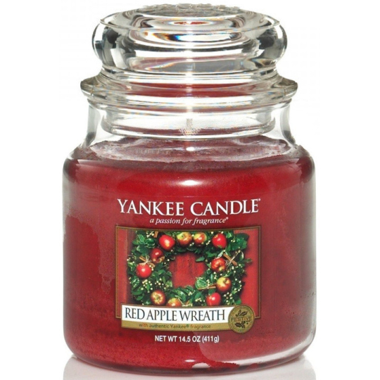 Yankee Candle Red Apple Wreath - Věnec z červených jablíček vonná svíčka Classic malá sklo 104 g