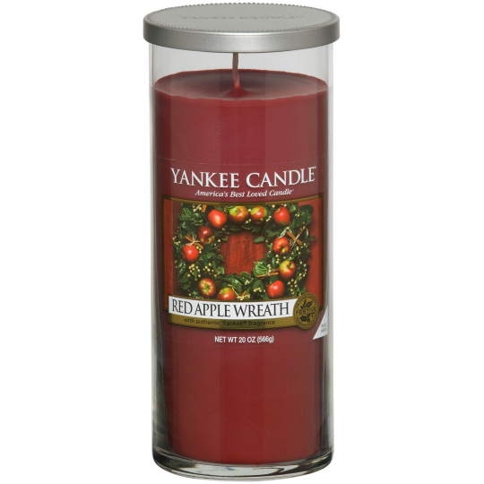 Yankee Candle Red Apple Wreath - Věnec z červených jablíček décor vonná svíčka velký válec sklo 75 mm 566 g