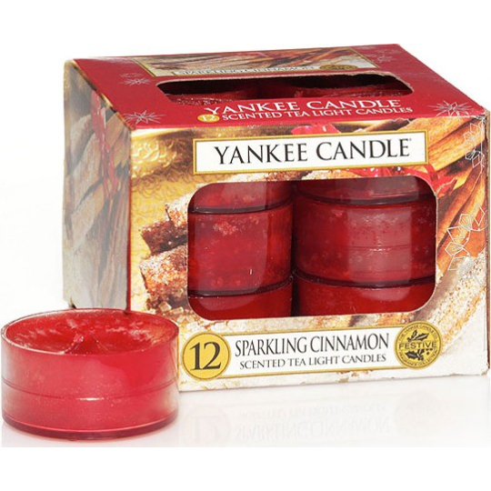 Yankee Candle Sparkling Cinnamon - Třpytivá skořice vonná čajová svíčka 12 x 9,8 g