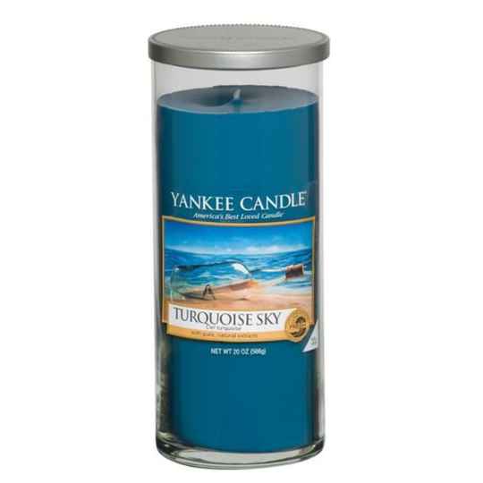 Yankee Candle Turquoise Sky - Tyrkysové nebe décor vonná svíčka velký válec sklo 75 mm 566 g