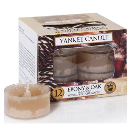 Yankee Candle Ebony & Oak - Eben a dub vonná čajová svíčka 12 x 9,8 g