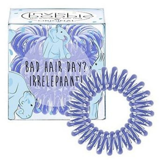 Invisibobble Original Circus Collection Irrelephant originální vlasové gumičky čiré se světle modrým proužkem slon 3 kusy