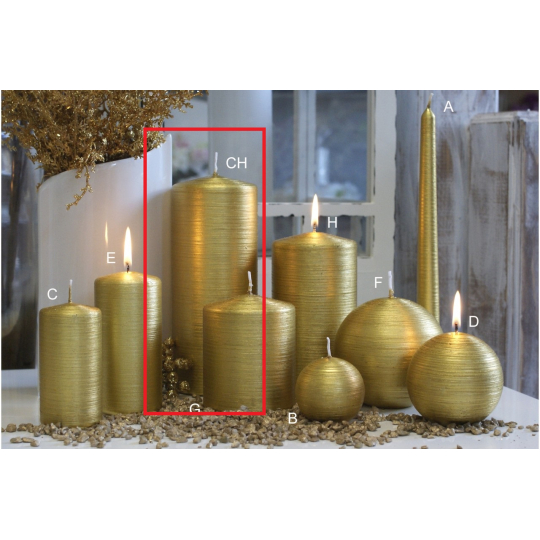 Lima Alfa svíčka zlatá válec 80 x 200 mm 1 kus