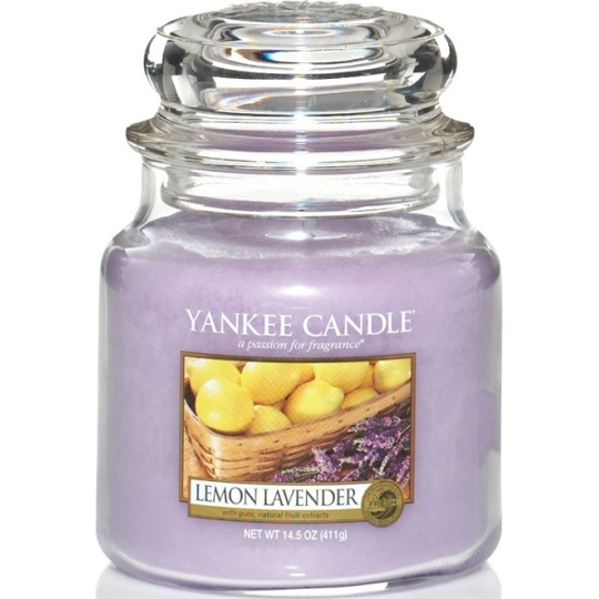 Yankee Candle Lemon Lavender - Citrón a levandule vonná svíčka Classic střední sklo 411 g