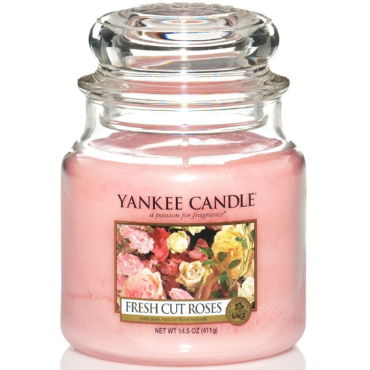 Yankee Candle Fresh Cut Roses - Čerstvě nařezané růže vonná svíčka Classic střední sklo 411 g