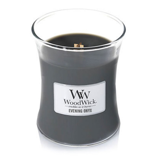 WoodWick Evening Onyx - Večerní Onyx vonná svíčka s dřevěným knotem a víčkem sklo střední 275 g