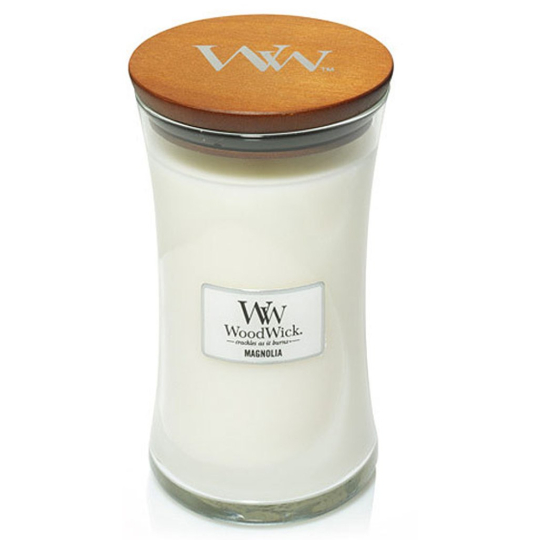 WoodWick Magnolia - Magnólie vonná svíčka s dřevěným knotem a víčkem sklo velká 609,5 g