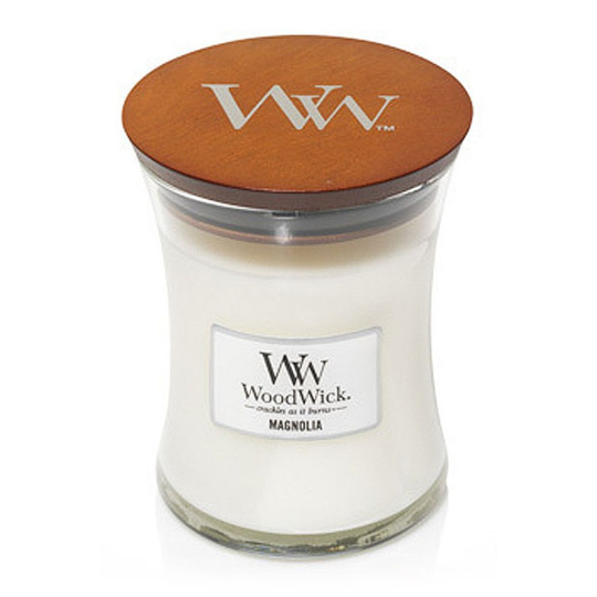 WoodWick Magnolia - Magnólie vonná svíčka s dřevěným knotem a víčkem sklo střední 275 g